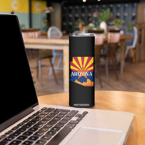Arizona State Flag Map Graphic Skinny Tumbler Southwest Sunburst Cactus State Pride Souvenir