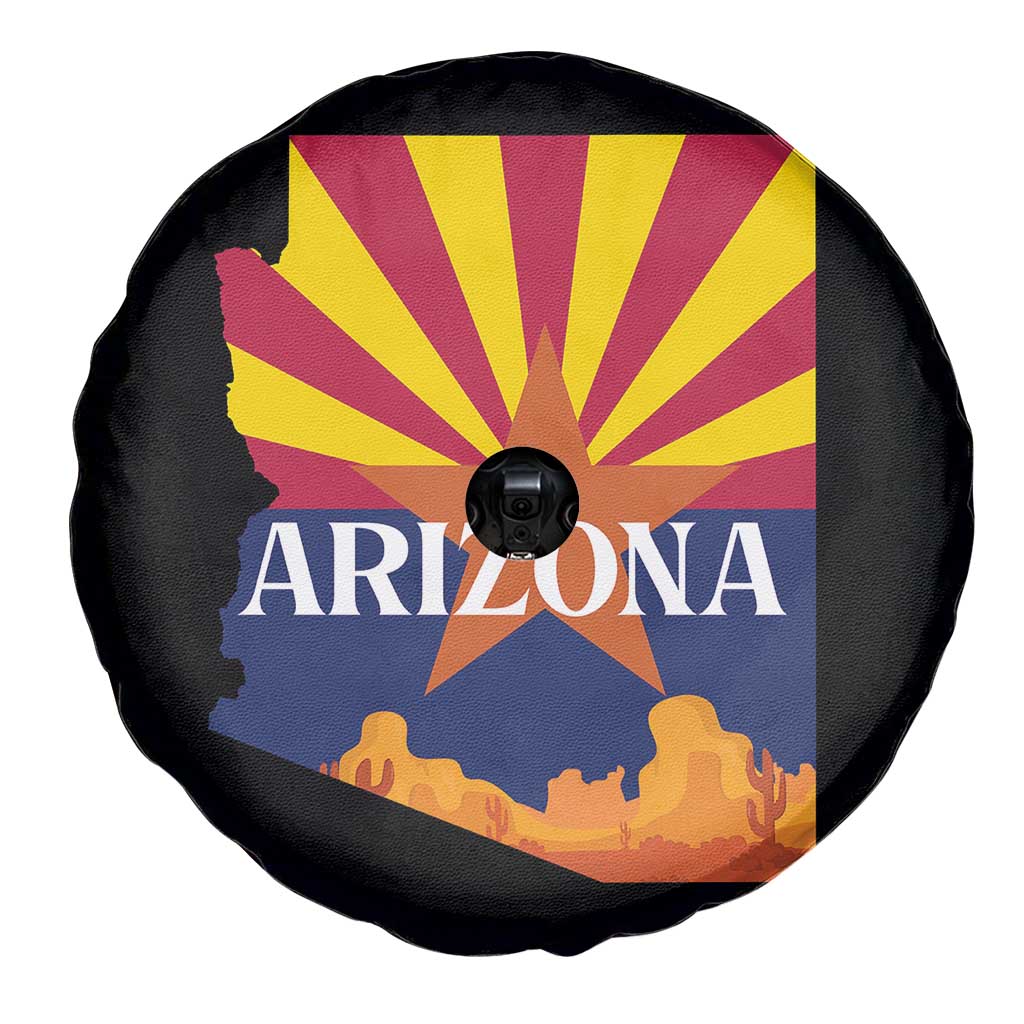 Arizona State Flag Map Graphic Spare Tire Cover Southwest Sunburst Cactus State Pride Souvenir