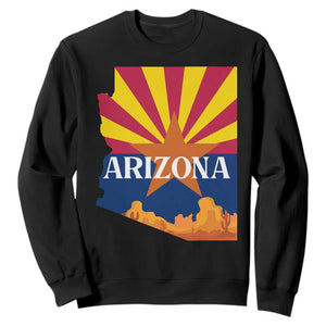 Arizona State Flag Map Graphic Sweatshirt Southwest Sunburst Cactus State Pride Souvenir