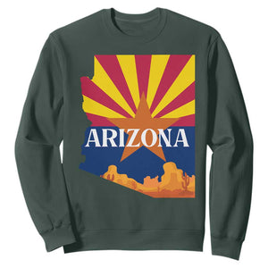 Arizona State Flag Map Graphic Sweatshirt Southwest Sunburst Cactus State Pride Souvenir