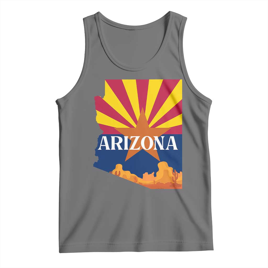 Arizona State Flag Map Graphic Tank Top Southwest Sunburst Cactus State Pride Souvenir