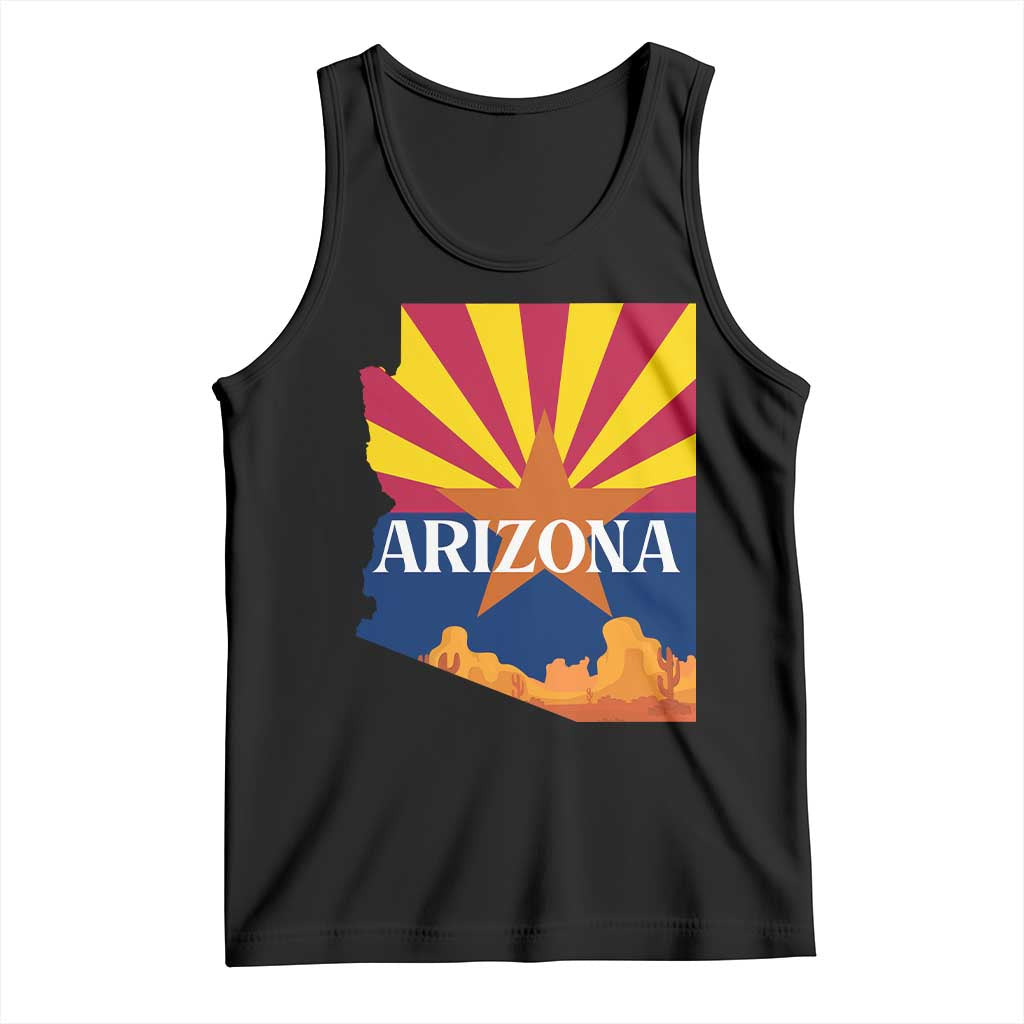 Arizona State Flag Map Graphic Tank Top Southwest Sunburst Cactus State Pride Souvenir TS02 Black Print Your Wear