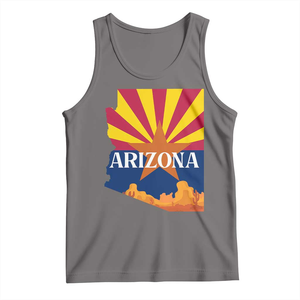 Arizona State Flag Map Graphic Tank Top Southwest Sunburst Cactus State Pride Souvenir