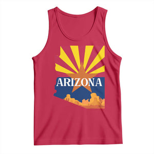 Arizona State Flag Map Graphic Tank Top Southwest Sunburst Cactus State Pride Souvenir