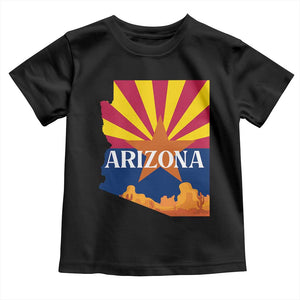 Arizona State Flag Map Graphic Toddler T Shirt Southwest Sunburst Cactus State Pride Souvenir
