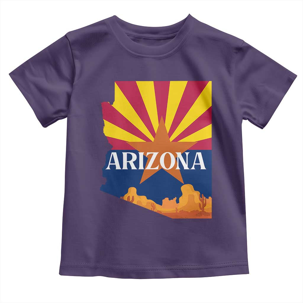 Arizona State Flag Map Graphic Toddler T Shirt Southwest Sunburst Cactus State Pride Souvenir