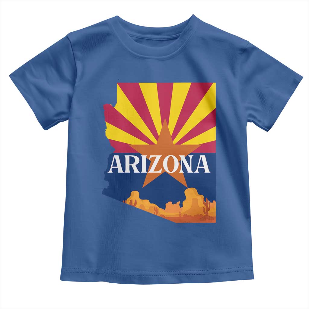 Arizona State Flag Map Graphic Toddler T Shirt Southwest Sunburst Cactus State Pride Souvenir