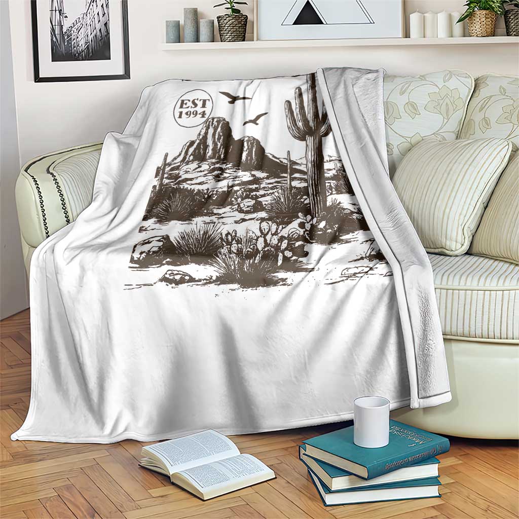 Vintage Saguaro National Park Est 1994 Graphic Throw Blanket Retro Arizona Desert Mountain Hiking Souvenir