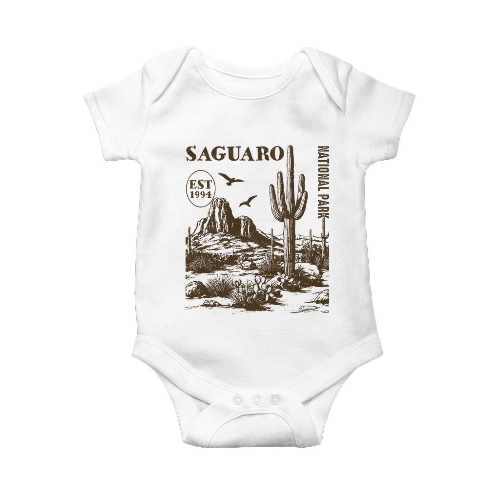 Vintage Saguaro National Park Est 1994 Graphic Baby Onesie Retro Arizona Desert Mountain Hiking Souvenir TS02 White Print Your Wear