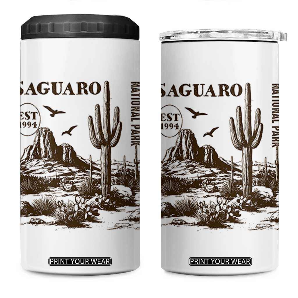 Vintage Saguaro National Park Est 1994 Graphic 4 in 1 Can Cooler Tumbler Retro Arizona Desert Mountain Hiking Souvenir