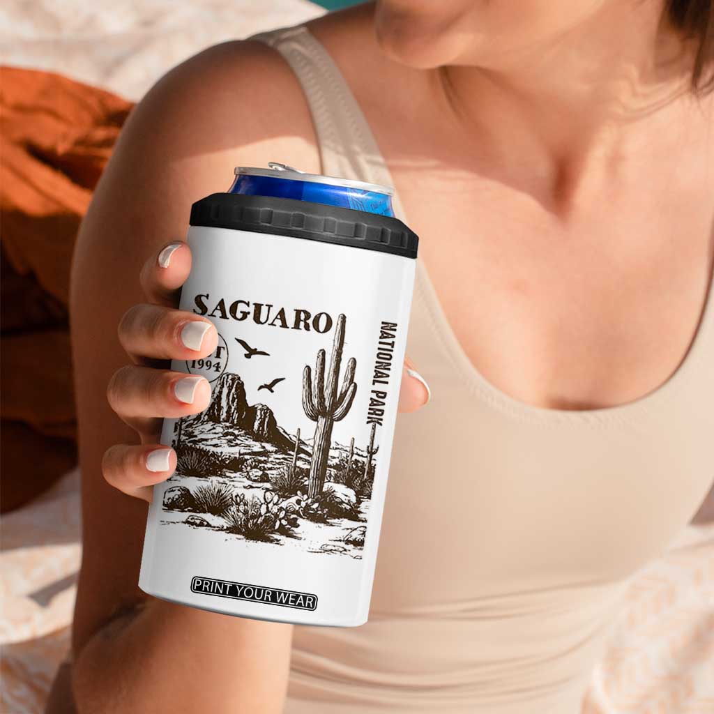 Vintage Saguaro National Park Est 1994 Graphic 4 in 1 Can Cooler Tumbler Retro Arizona Desert Mountain Hiking Souvenir