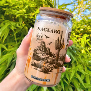 Vintage Saguaro National Park Est 1994 Graphic Glass Can Retro Arizona Desert Mountain Hiking Souvenir