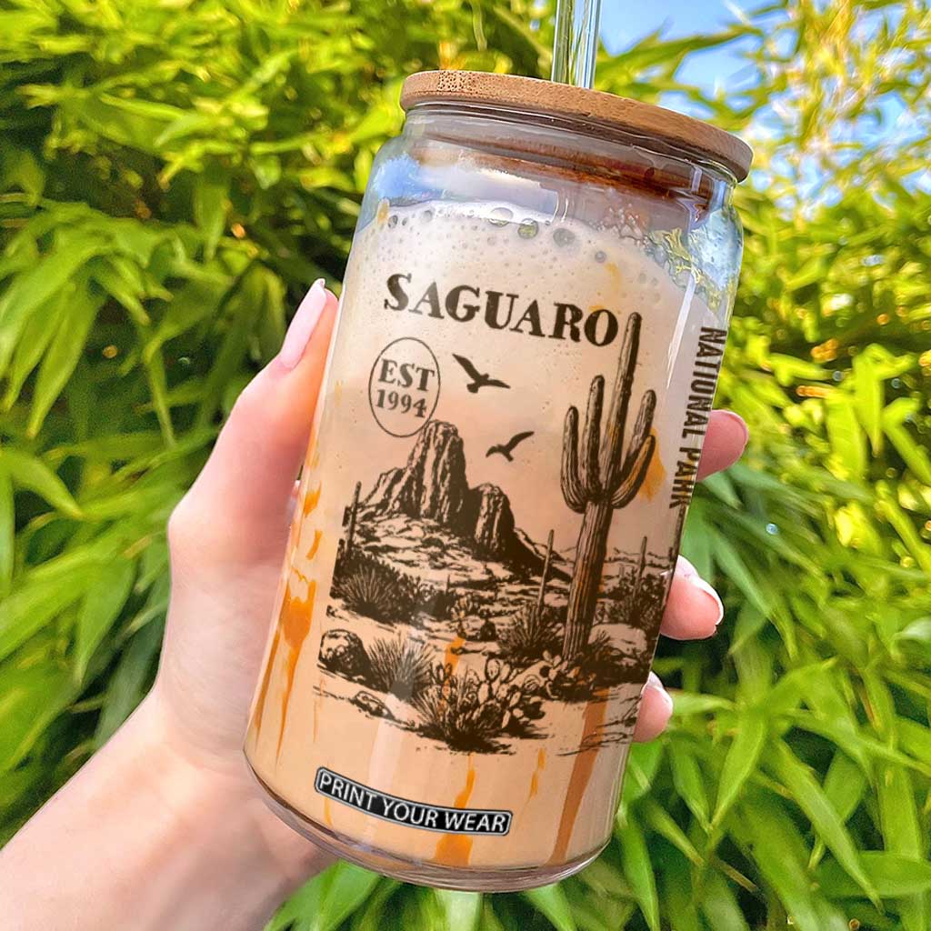 Vintage Saguaro National Park Est 1994 Graphic Glass Can Retro Arizona Desert Mountain Hiking Souvenir TS02 White Print Your Wear