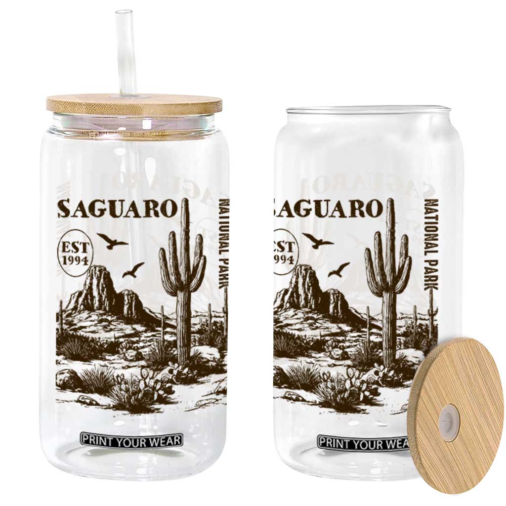 Vintage Saguaro National Park Est 1994 Graphic Glass Can Retro Arizona Desert Mountain Hiking Souvenir
