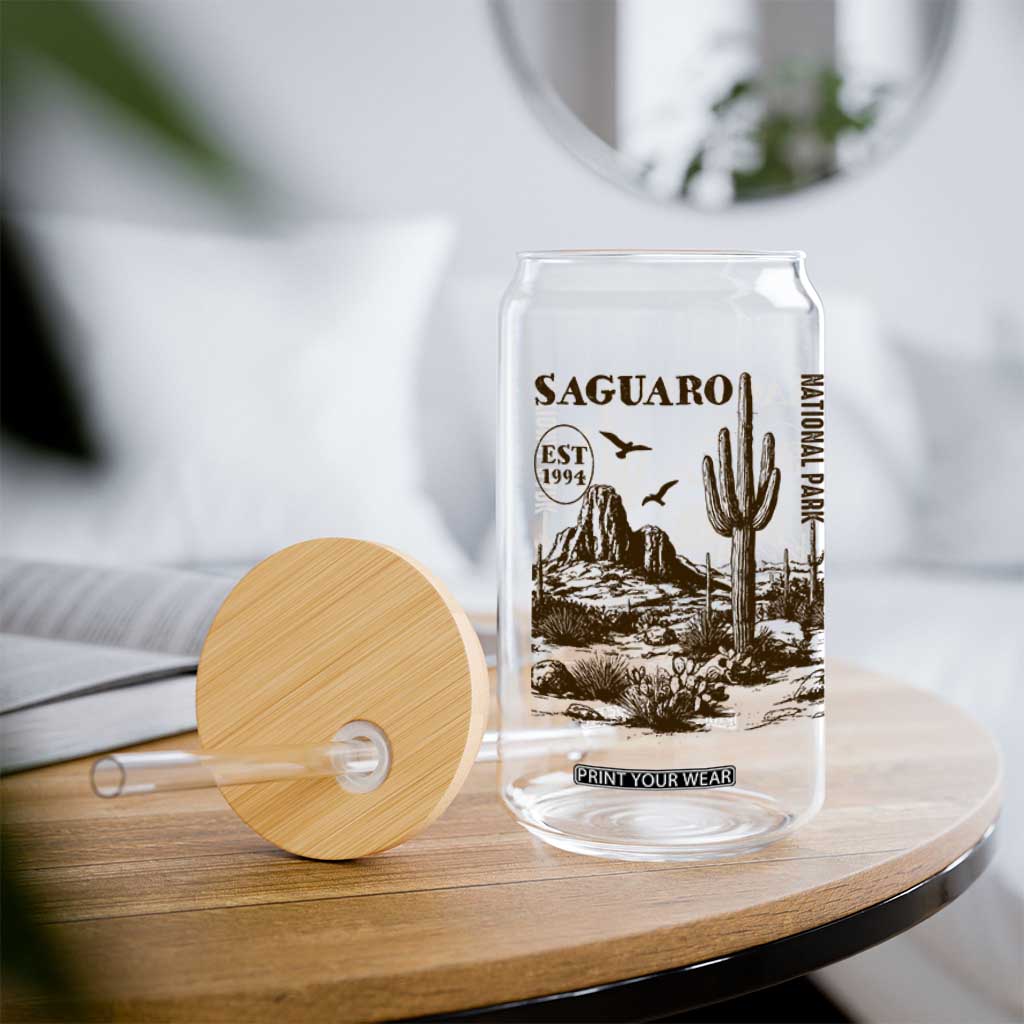 Vintage Saguaro National Park Est 1994 Graphic Glass Can Retro Arizona Desert Mountain Hiking Souvenir