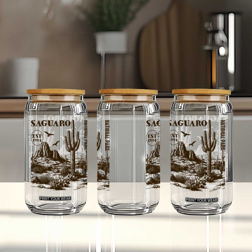 Vintage Saguaro National Park Est 1994 Graphic Glass Can Retro Arizona Desert Mountain Hiking Souvenir