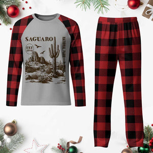 Vintage Saguaro National Park Est 1994 Graphic Plaid Pajama Set Retro Arizona Desert Mountain Hiking Souvenir