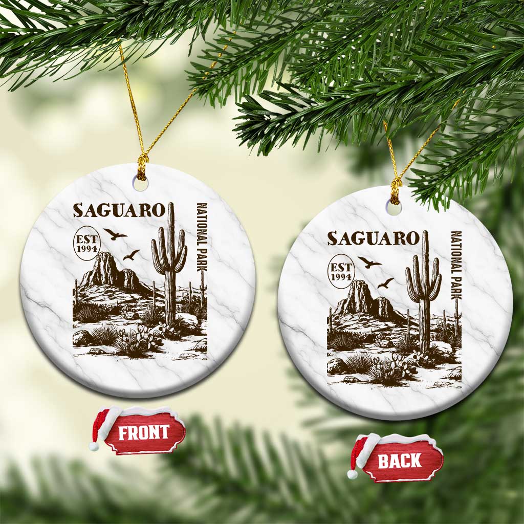Vintage Saguaro National Park Est 1994 Graphic Ceramic Ornament Retro Arizona Desert Mountain Hiking Souvenir TS02 1pc White Marble Print Your Wear