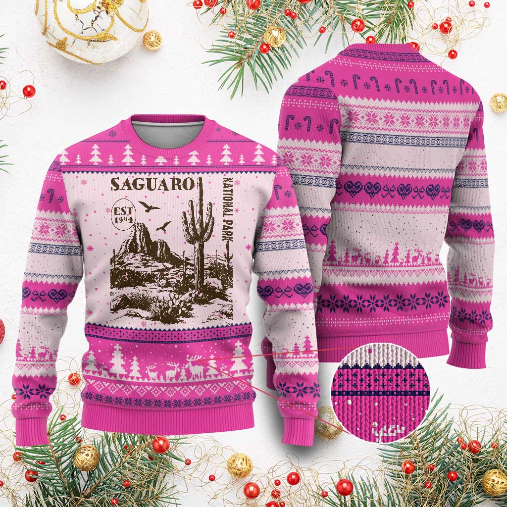 Vintage Saguaro National Park Est 1994 Graphic Ugly Christmas Sweater Retro Arizona Desert Mountain Hiking Souvenir