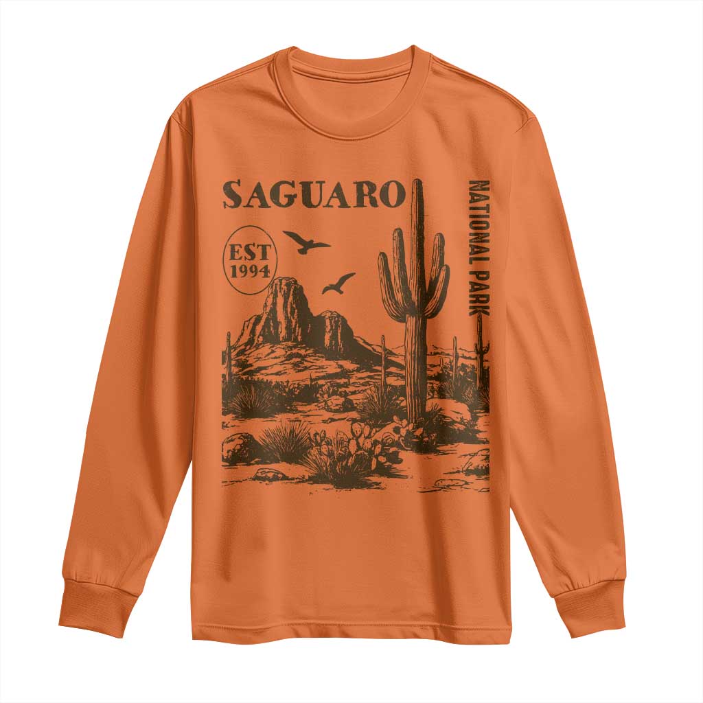 Vintage Saguaro National Park Est 1994 Graphic Long Sleeve Shirt Retro Arizona Desert Mountain Hiking Souvenir