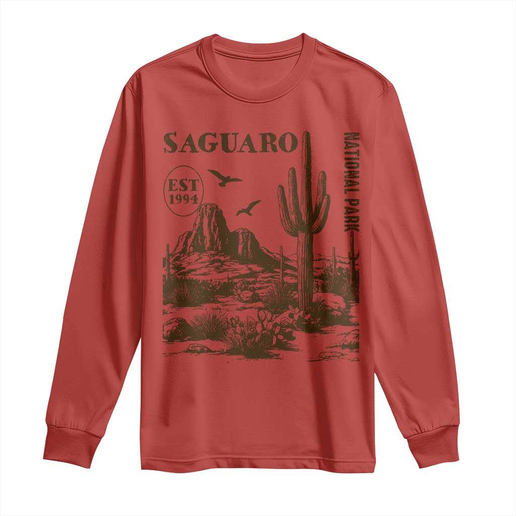 Vintage Saguaro National Park Est 1994 Graphic Long Sleeve Shirt Retro Arizona Desert Mountain Hiking Souvenir