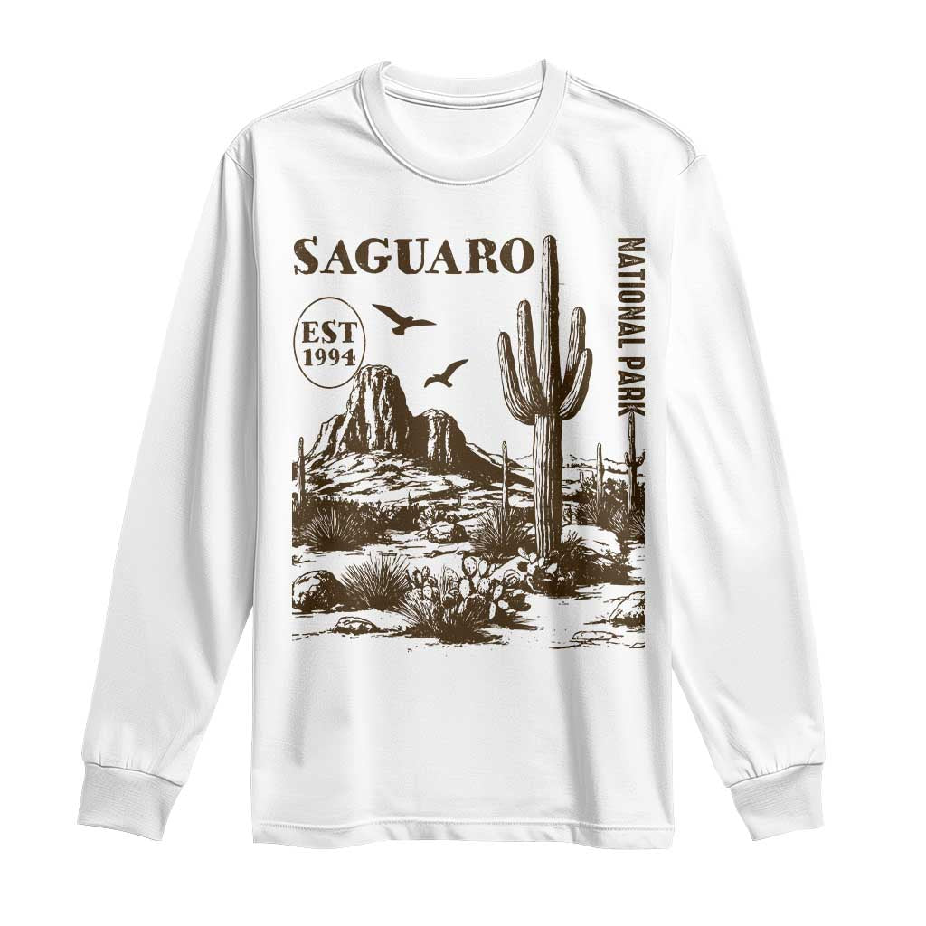 Vintage Saguaro National Park Est 1994 Graphic Long Sleeve Shirt Retro Arizona Desert Mountain Hiking Souvenir TS02 White Print Your Wear