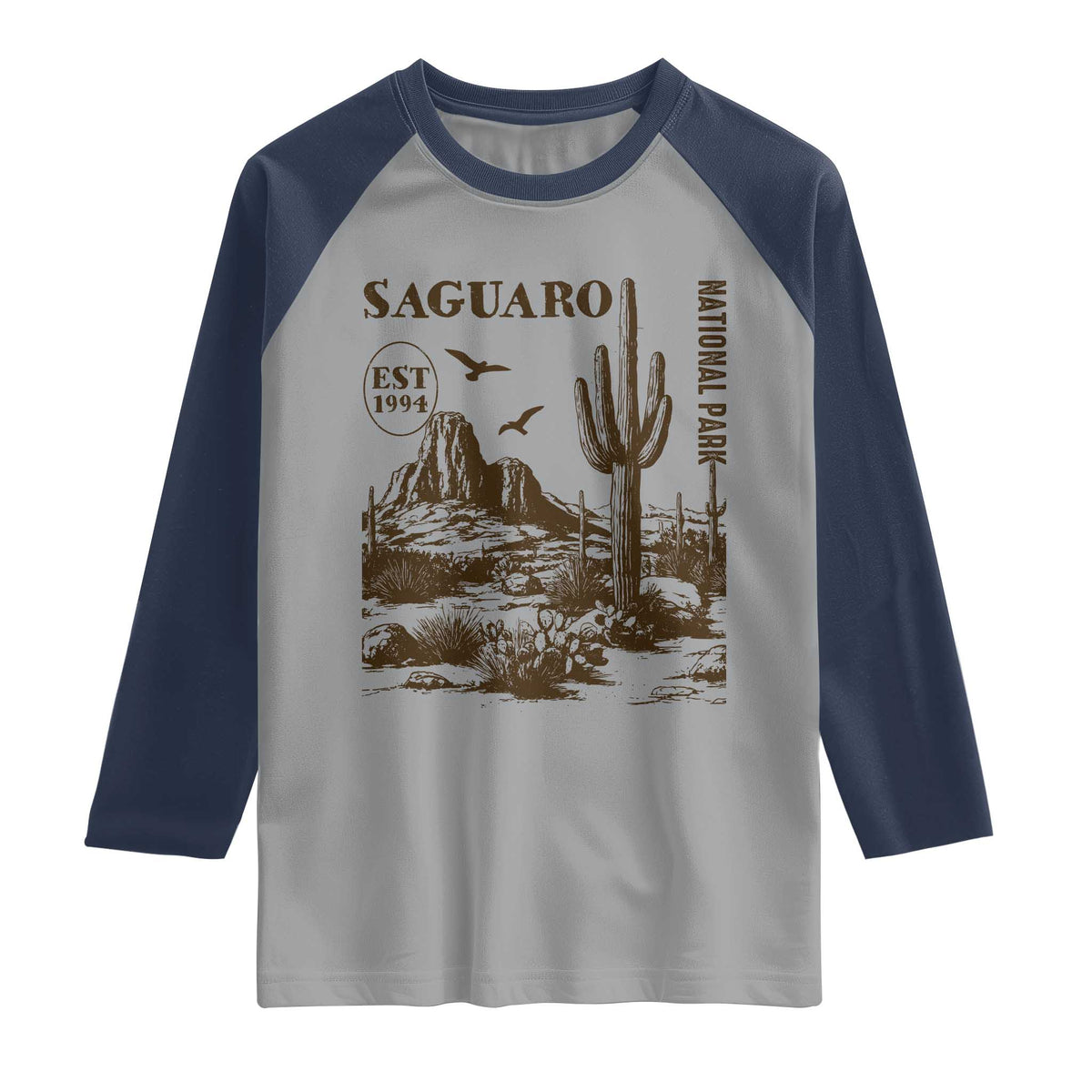 Vintage Saguaro National Park Est 1994 Graphic Raglan Shirt Retro Arizona Desert Mountain Hiking Souvenir