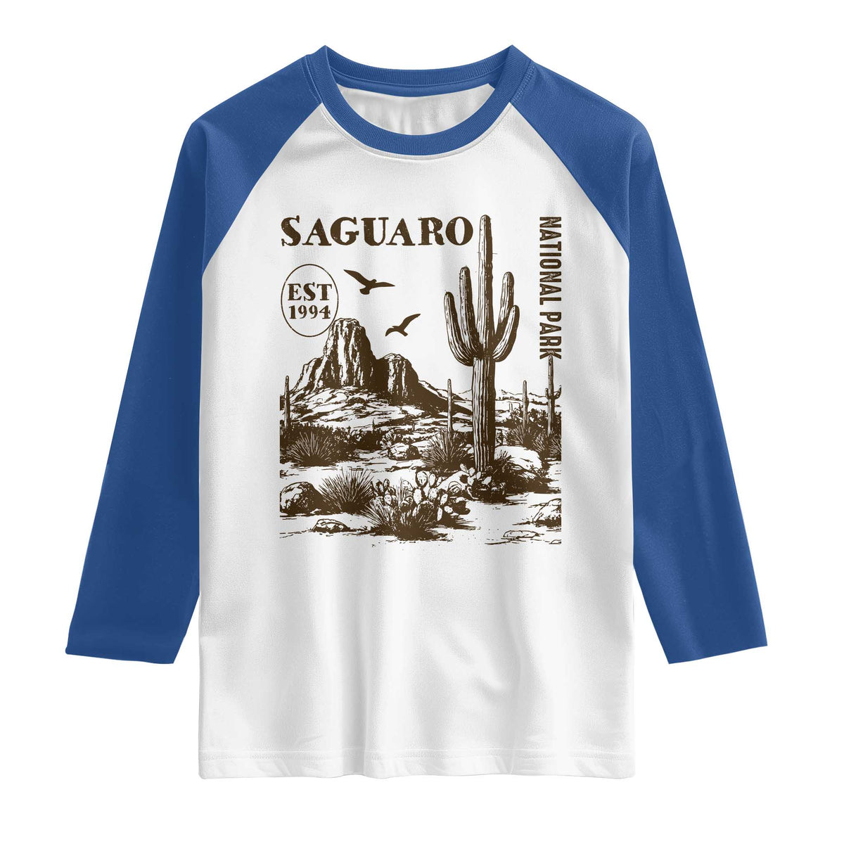 Vintage Saguaro National Park Est 1994 Graphic Raglan Shirt Retro Arizona Desert Mountain Hiking Souvenir