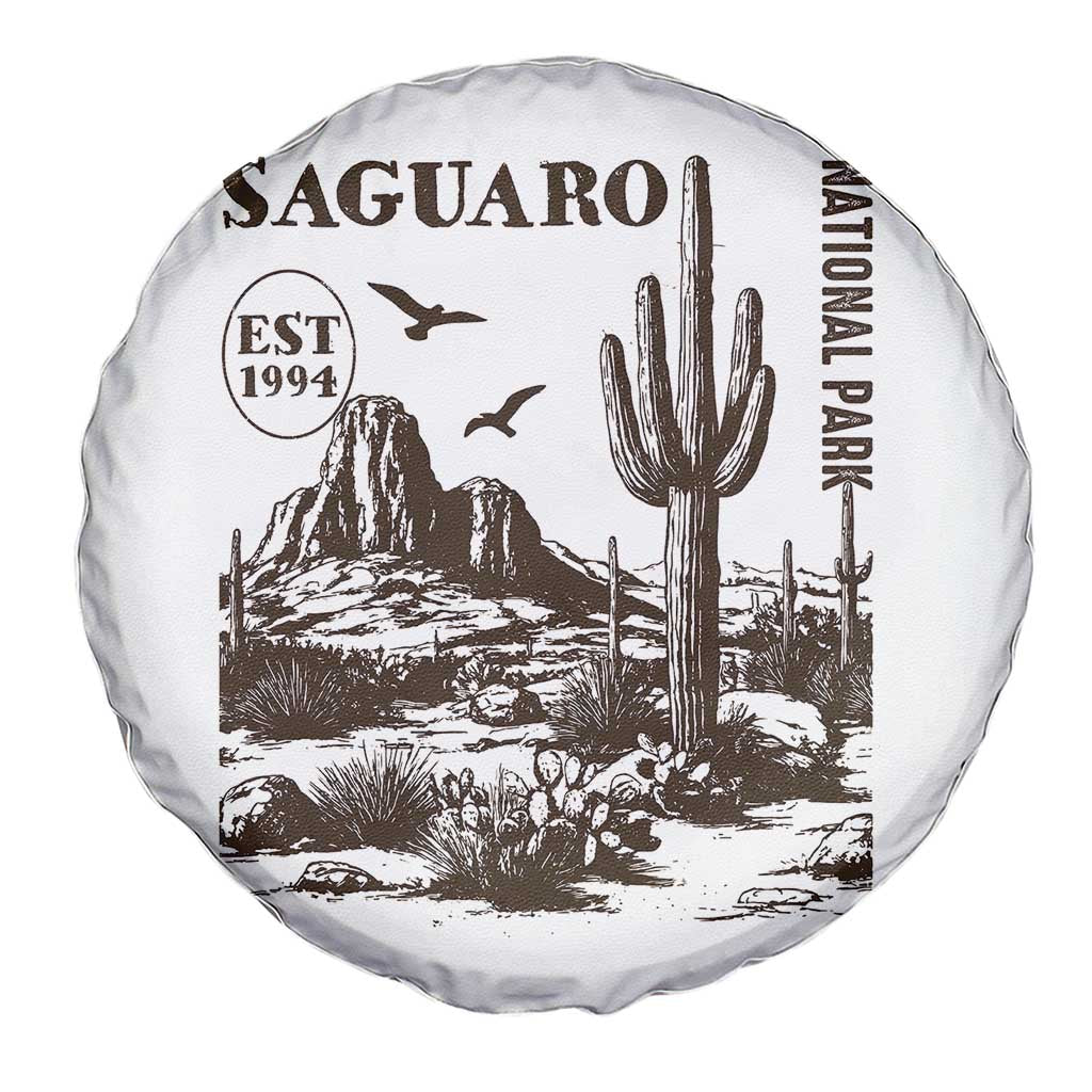 Vintage Saguaro National Park Est 1994 Graphic Spare Tire Cover Retro Arizona Desert Mountain Hiking Souvenir