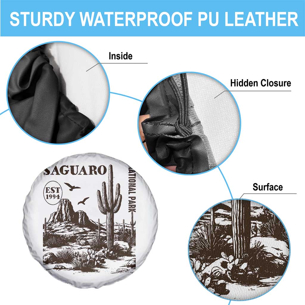 Vintage Saguaro National Park Est 1994 Graphic Spare Tire Cover Retro Arizona Desert Mountain Hiking Souvenir