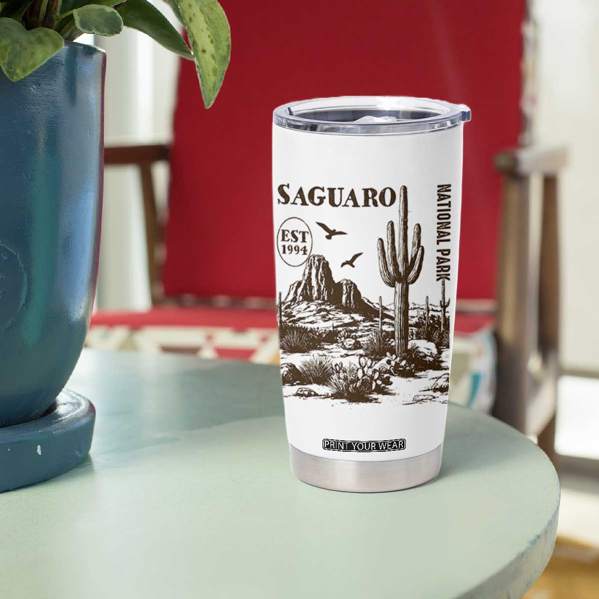 Vintage Saguaro National Park Est 1994 Graphic Tumbler Cup Retro Arizona Desert Mountain Hiking Souvenir
