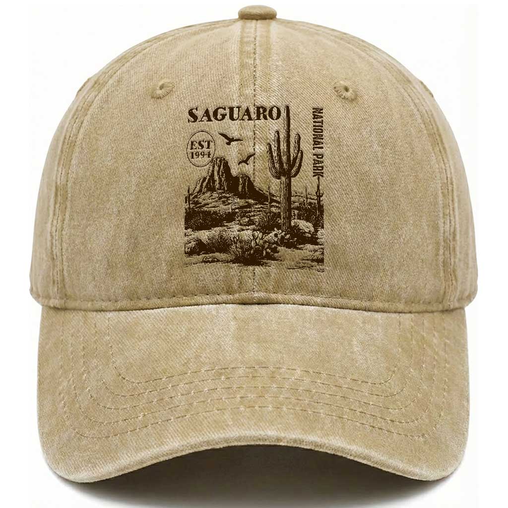 Vintage Saguaro National Park Est 1994 Graphic Washed Cotton Baseball Cap Retro Arizona Desert Mountain Hiking Souvenir TS02 Print Your Wear