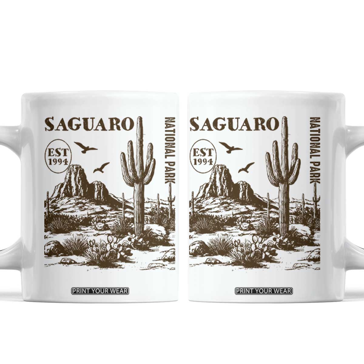 Vintage Saguaro National Park Est 1994 Graphic Coffee Mug Retro Arizona Desert Mountain Hiking Souvenir TS02 White Print Your Wear