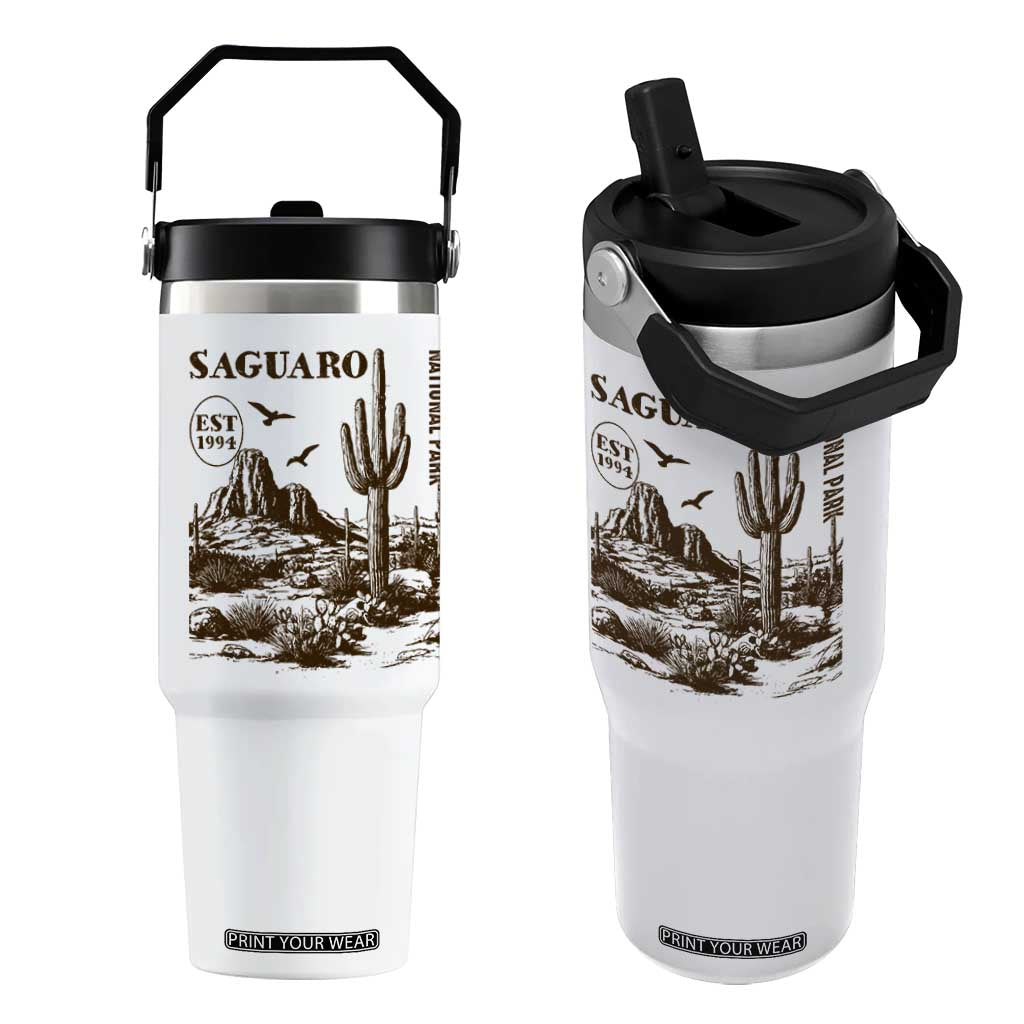 Vintage Saguaro National Park Est 1994 Graphic Flip Straw Tumbler Retro Arizona Desert Mountain Hiking Souvenir TS02 One Size: 30 oz White Print Your Wear