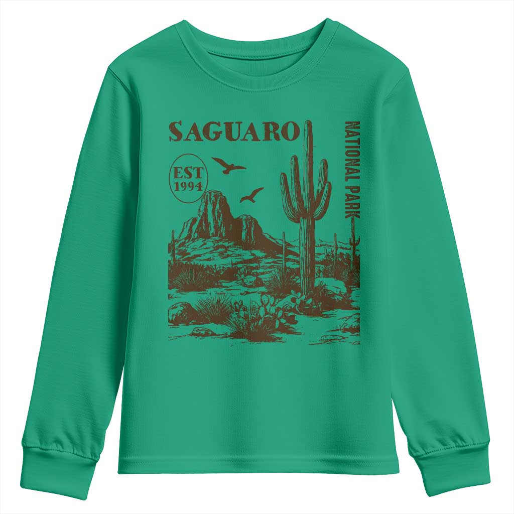 Vintage Saguaro National Park Est 1994 Graphic Youth Sweatshirt Retro Arizona Desert Mountain Hiking Souvenir
