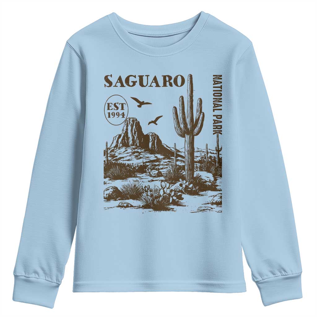 Vintage Saguaro National Park Est 1994 Graphic Youth Sweatshirt Retro Arizona Desert Mountain Hiking Souvenir