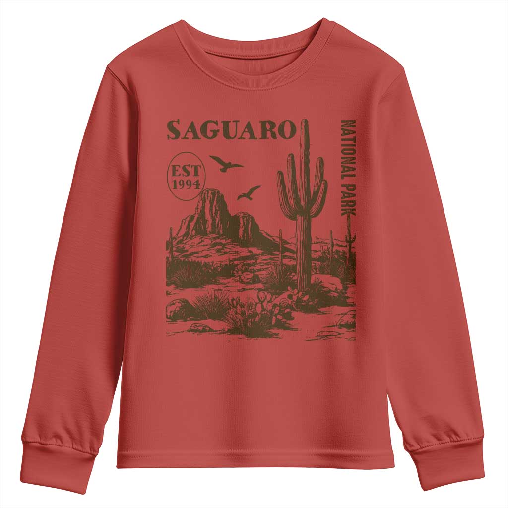 Vintage Saguaro National Park Est 1994 Graphic Youth Sweatshirt Retro Arizona Desert Mountain Hiking Souvenir