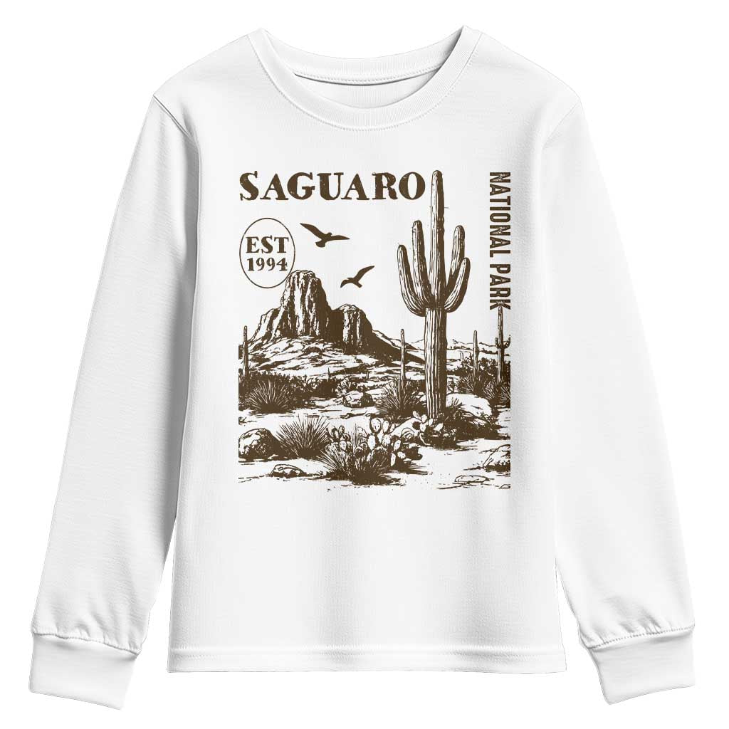 Vintage Saguaro National Park Est 1994 Graphic Youth Sweatshirt Retro Arizona Desert Mountain Hiking Souvenir TS02 White Print Your Wear