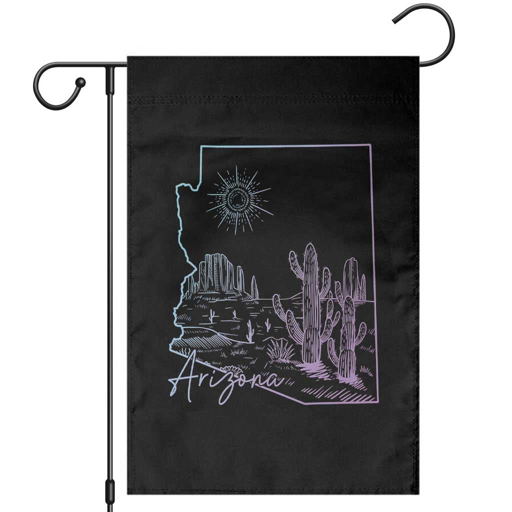 Glowing Arizona State Map Outline Graphic Garden Flag Neon Gradient Cactus Desert Travel Souvenir TS02 Black Print Your Wear