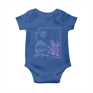 Glowing Arizona State Map Outline Graphic Baby Onesie Neon Gradient Cactus Desert Travel Souvenir