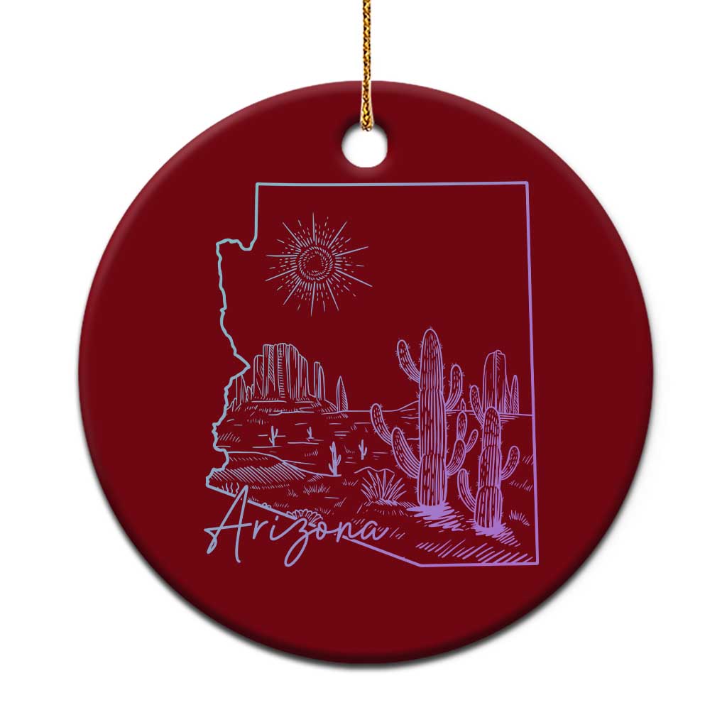 Glowing Arizona State Map Outline Graphic Ceramic Ornament Neon Gradient Cactus Desert Travel Souvenir TS02 1pc Red Print Your Wear