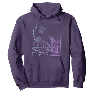 Glowing Arizona State Map Outline Graphic Hoodie Neon Gradient Cactus Desert Travel Souvenir