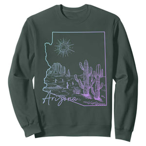 Glowing Arizona State Map Outline Graphic Sweatshirt Neon Gradient Cactus Desert Travel Souvenir