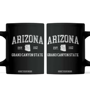 Vintage Distressed Arizona Grand Canyon State Graphic Coffee Mug Retro 1912 Varsity Map Souvenir