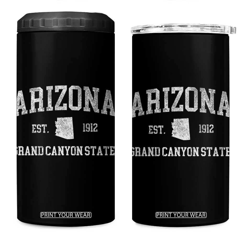 Vintage Distressed Arizona Grand Canyon State Graphic 4 in 1 Can Cooler Tumbler Retro 1912 Varsity Map Souvenir TS02 One Size: 16 oz Black Print Your Wear