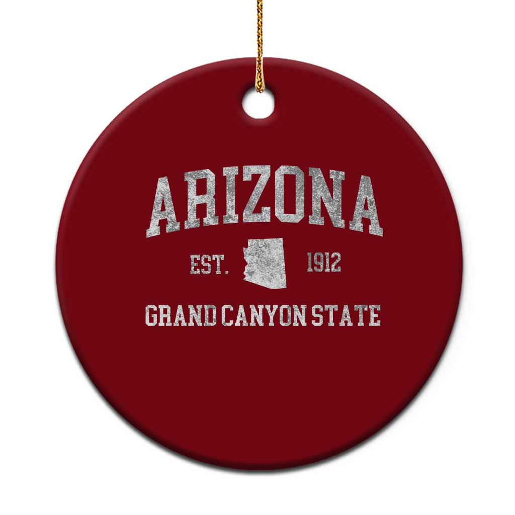 Vintage Distressed Arizona Grand Canyon State Graphic Ceramic Ornament Retro 1912 Varsity Map Souvenir TS02 1pc Red Print Your Wear