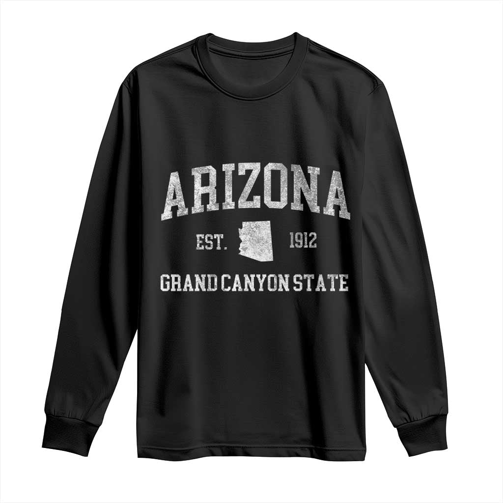 Vintage Distressed Arizona Grand Canyon State Graphic Long Sleeve Shirt Retro 1912 Varsity Map Souvenir TS02 Black Print Your Wear