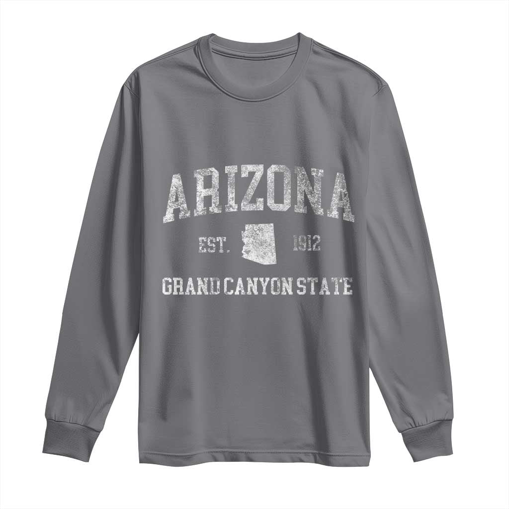 Vintage Distressed Arizona Grand Canyon State Graphic Long Sleeve Shirt Retro 1912 Varsity Map Souvenir