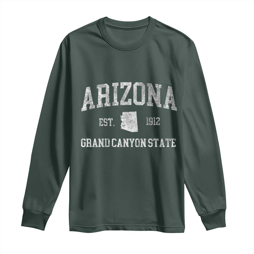 Vintage Distressed Arizona Grand Canyon State Graphic Long Sleeve Shirt Retro 1912 Varsity Map Souvenir