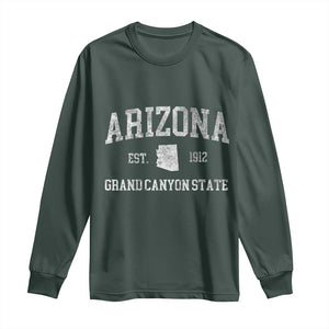 Vintage Distressed Arizona Grand Canyon State Graphic Long Sleeve Shirt Retro 1912 Varsity Map Souvenir